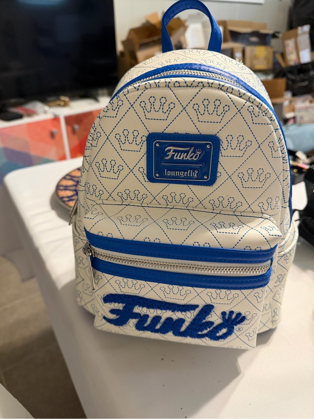 Funko Loungefly Mini Backpack White Blue Crown Logo NWT Funko Collectible Bag